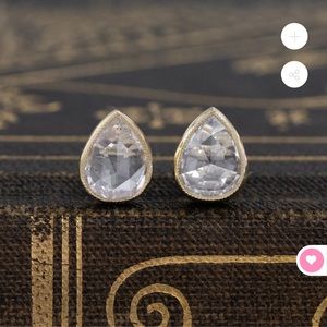 Antique rose cut pear diamond 14kt earrings